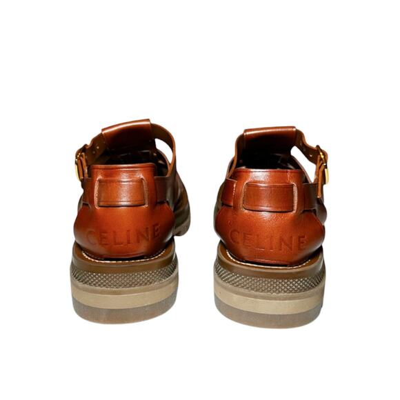 Celine Triomphe Cléa Brown Calfskin Chunky Fisherman Sandals Size 42 NIB - Picture 6 of 11